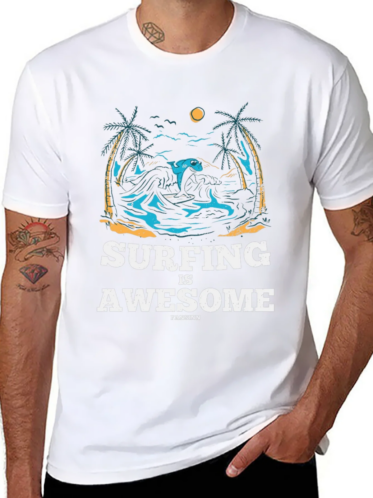 Surfing is Awesome Graphic Tee product image 7
