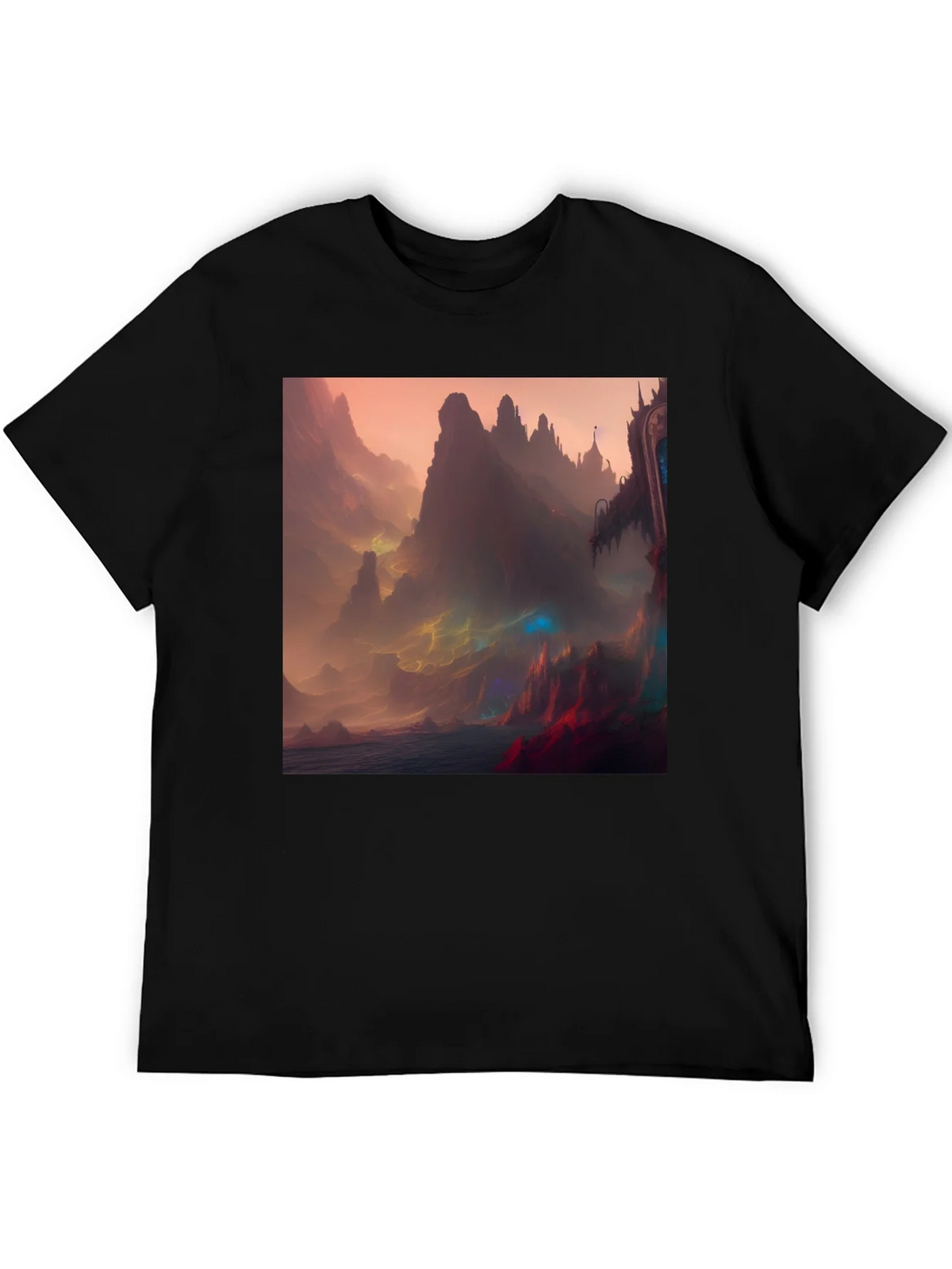 Fantasy Landscape Graphic Tee - Black Crew Neck product image 5