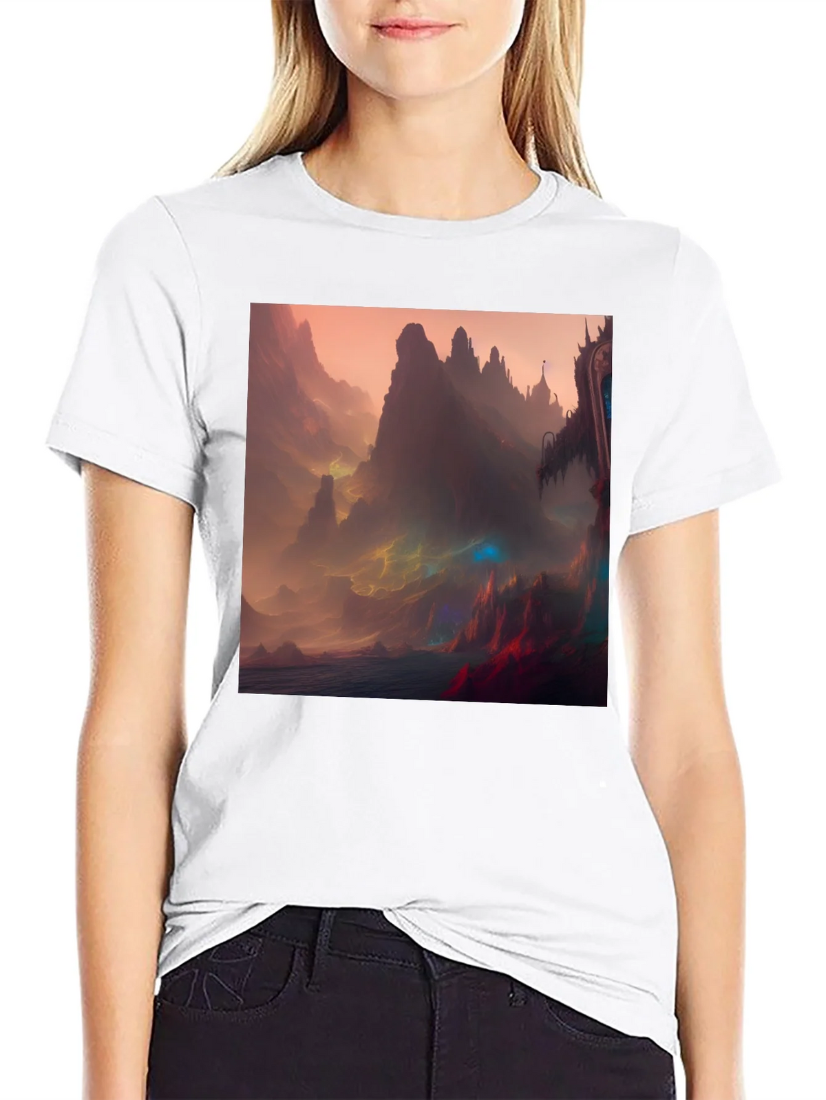 Fantasy Landscape Graphic Tee - Black Crew Neck product image 8