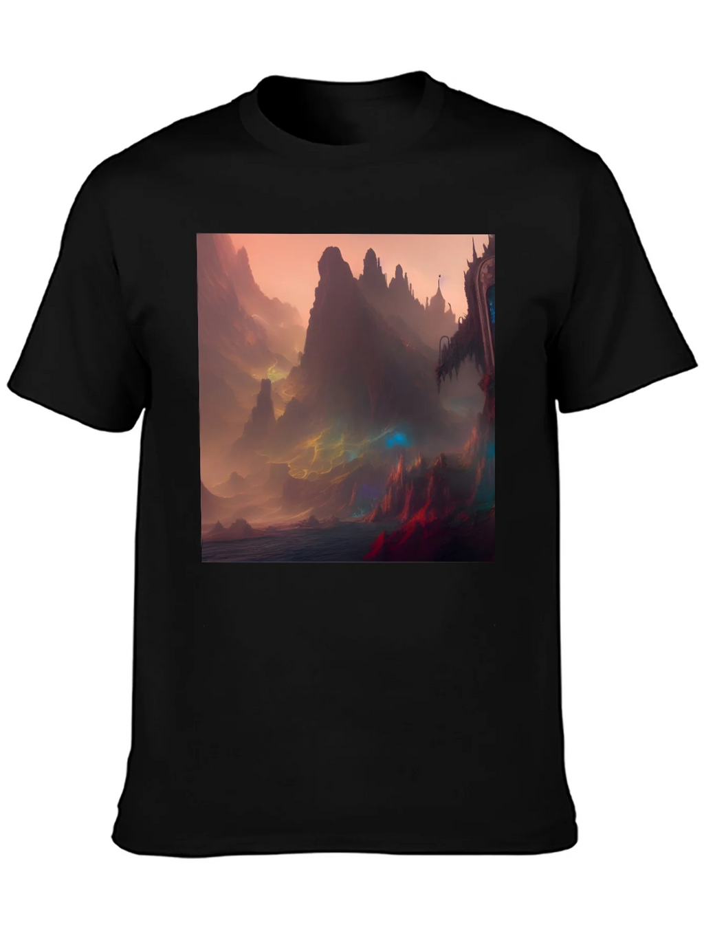 Fantasy Landscape Graphic Tee - Black Crew Neck product image 3