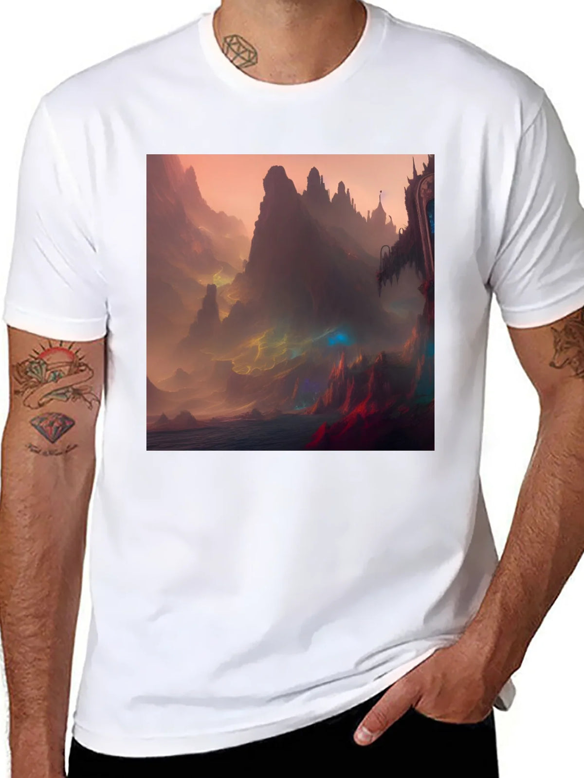 Fantasy Landscape Graphic Tee - Black Crew Neck product image 7