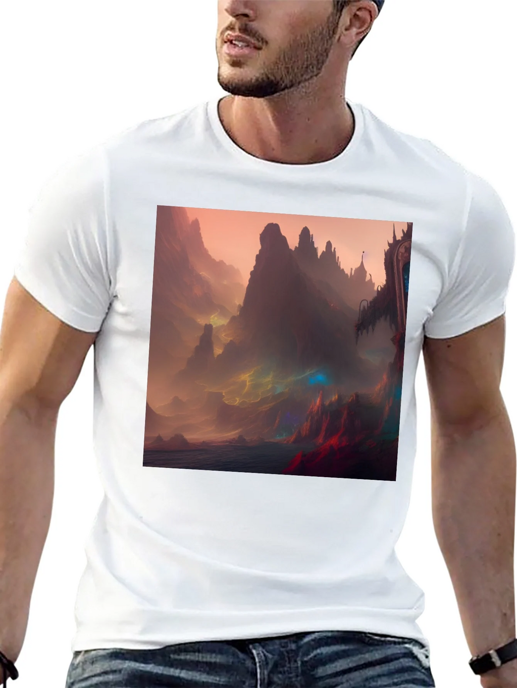 Fantasy Landscape Graphic Tee - Black Crew Neck product image 12
