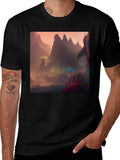 Fantasy Landscape Graphic Tee - Black Crew Neck product image 1