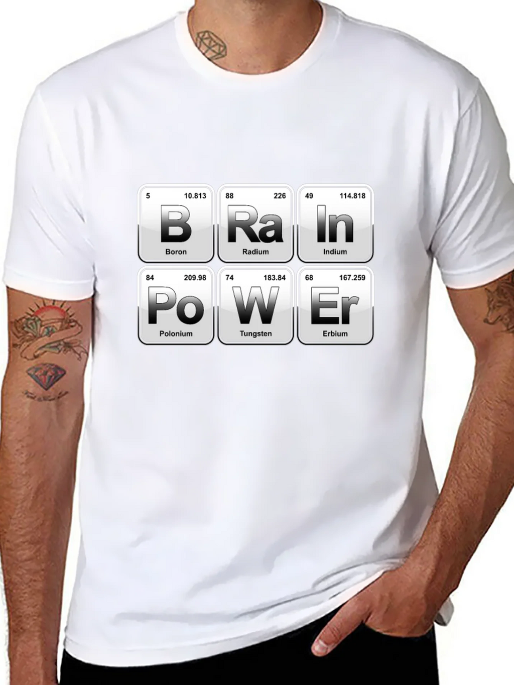 Brain Power Periodic Table Funny Science T-Shirt product image 7