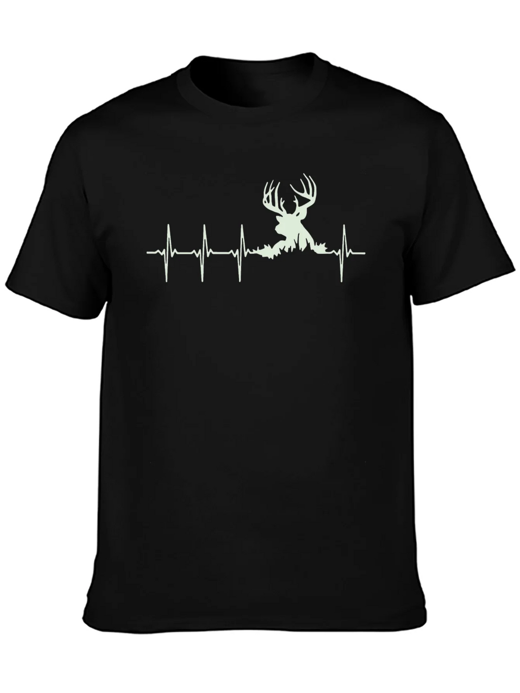 Deer Heartbeat Graphic Tee - Black Cotton Shirt product image 2