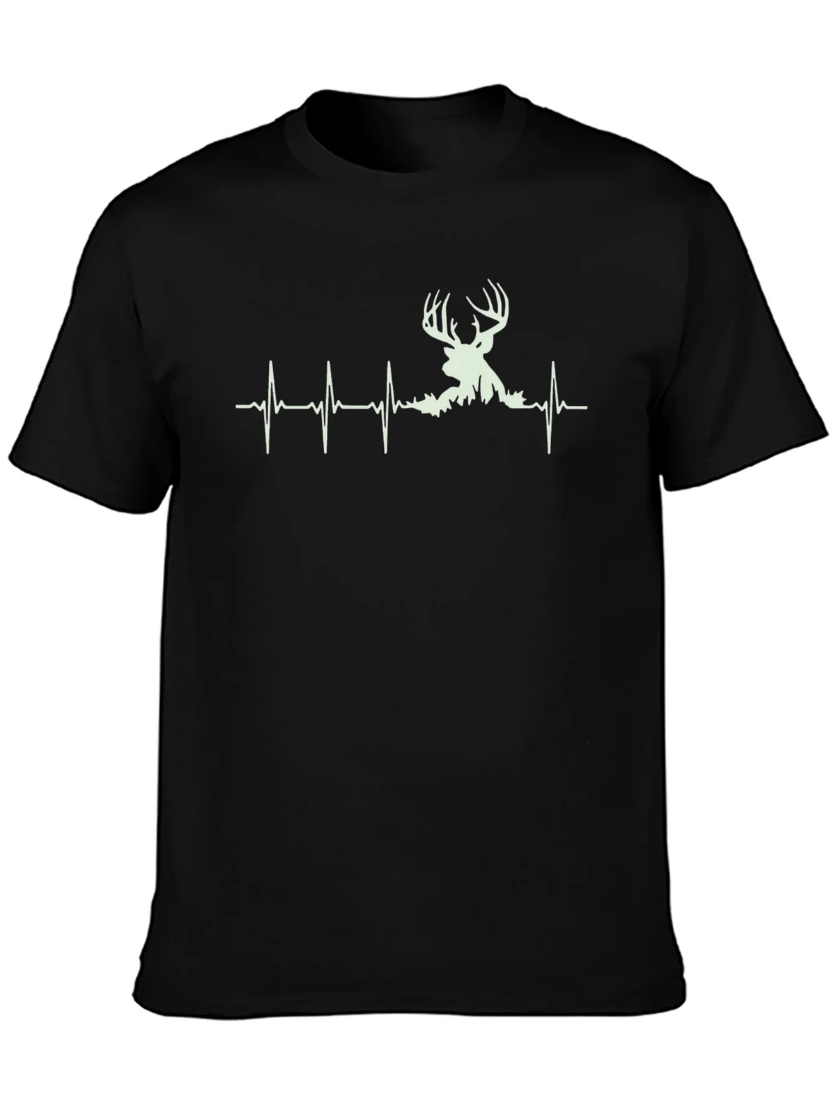 Deer Heartbeat Graphic Tee - Black Cotton Shirt product image 2