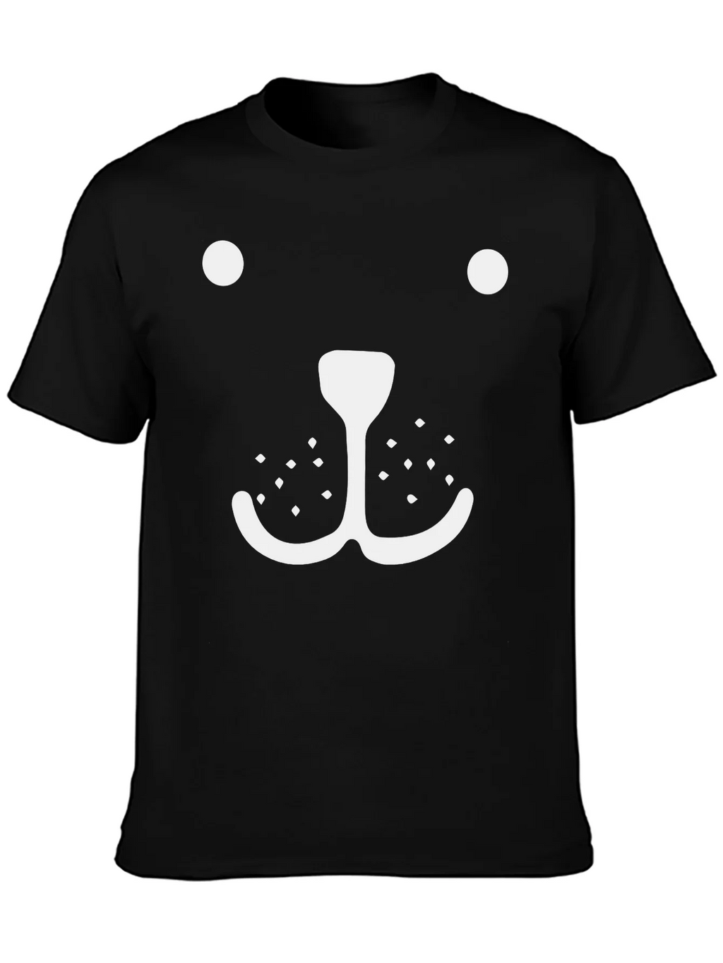 Whimsical Bear Face Graphic Tee - Black Cotton product image 3