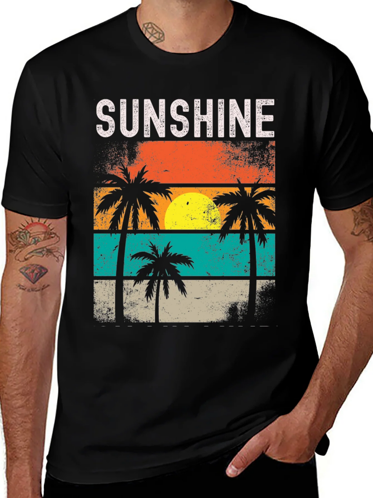 Sunshine Palm Tree Retro T-Shirt product image 1