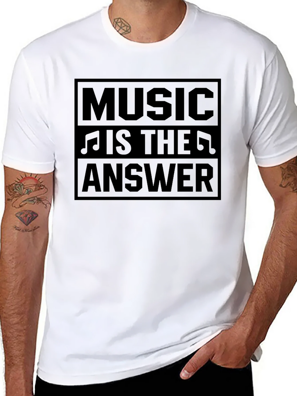 Music Is The Answer Black T-Shirt product image 7