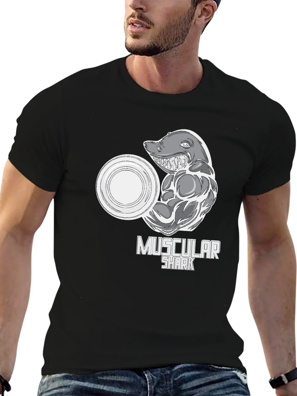 Muscular Shark Graphic T-Shirt - Gym Humor Tee product image 6