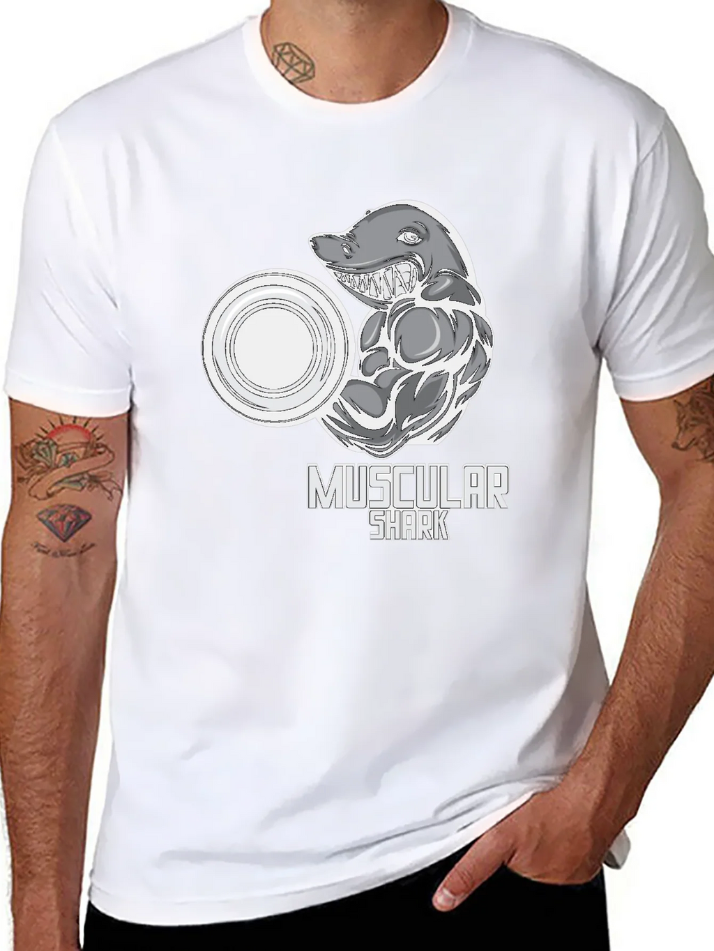 Muscular Shark Graphic T-Shirt - Gym Humor Tee product image 7