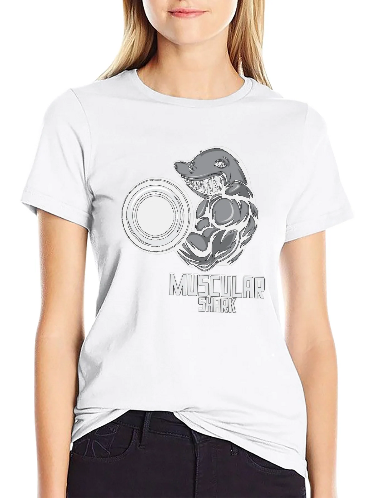 Muscular Shark Graphic T-Shirt - Gym Humor Tee product image 8