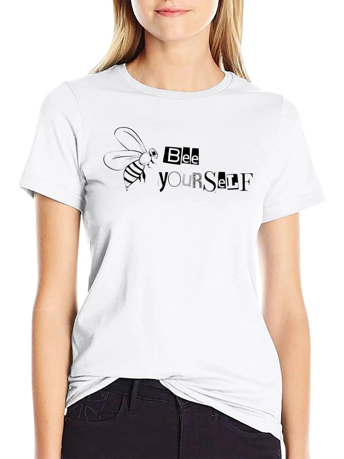 Bee Yourself Graphic Tee - Black Cotton Blend product image 8