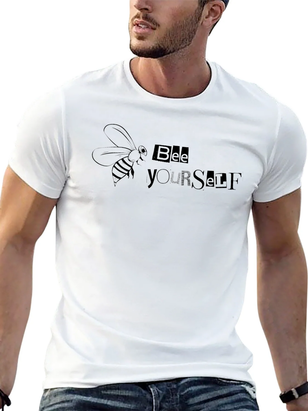 Bee Yourself Graphic Tee - Black Cotton Blend product image 12