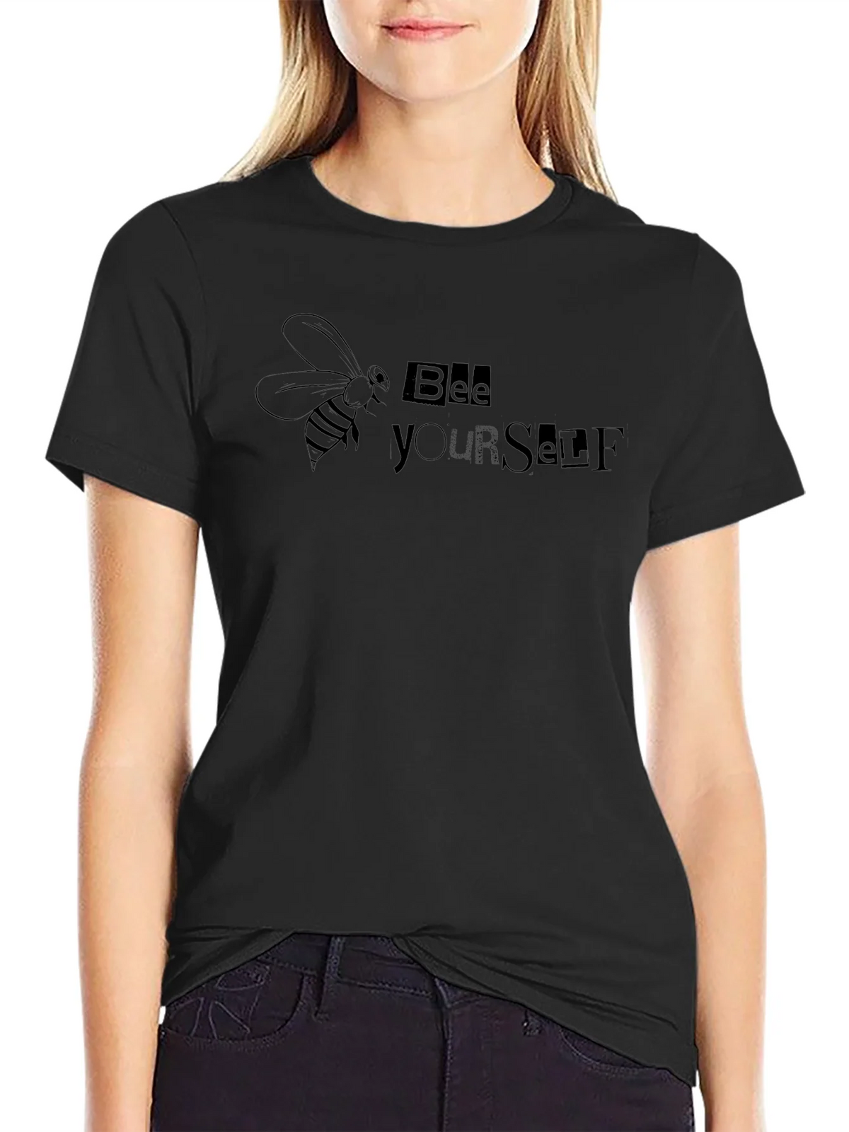 Bee Yourself Graphic Tee - Black Cotton Blend product image 2