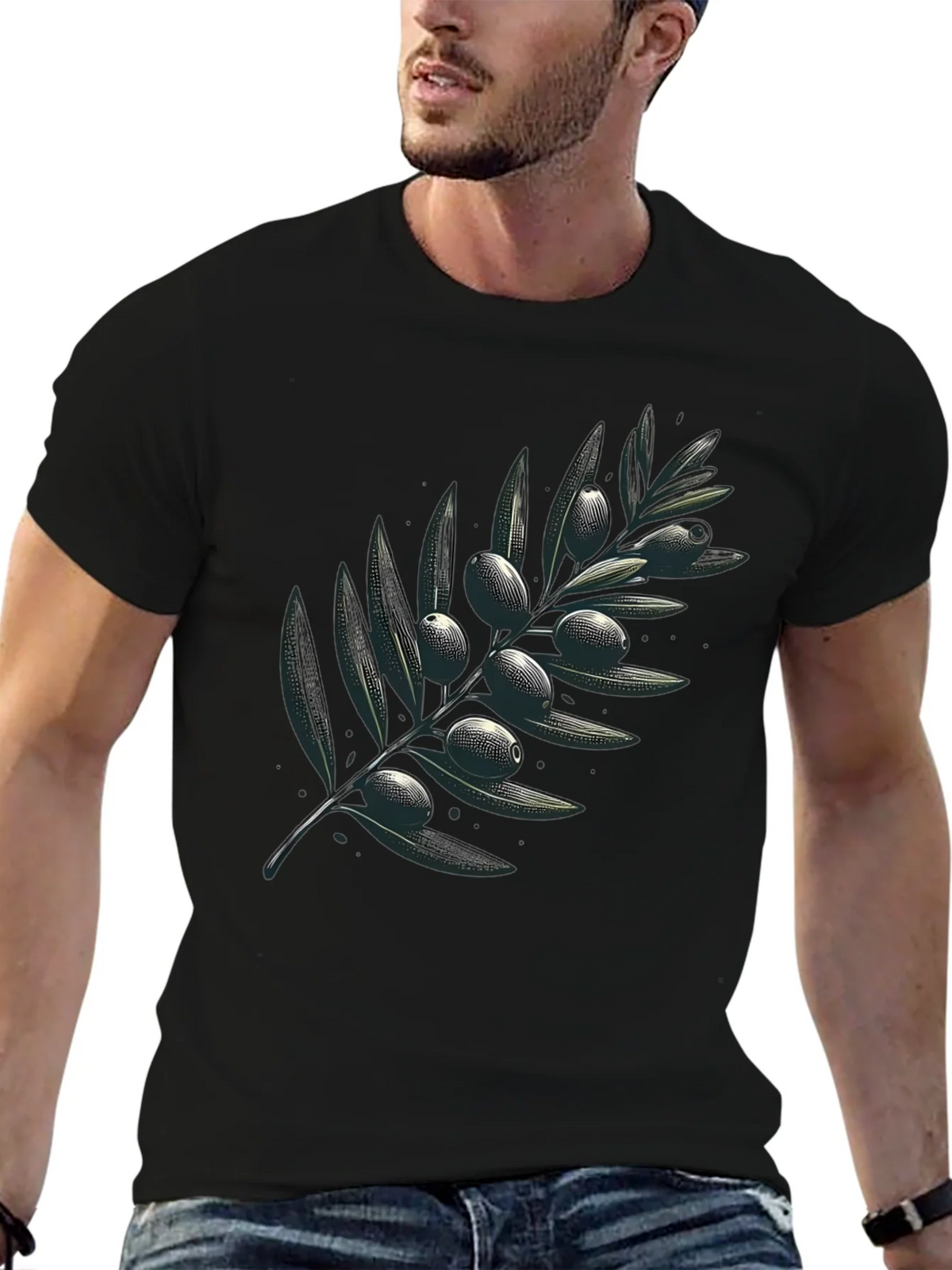 Olive Branch Graphic Black T-Shirt product image 5