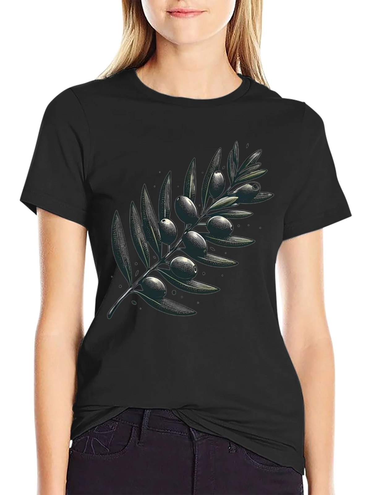 Olive Branch Graphic Black T-Shirt product image 2