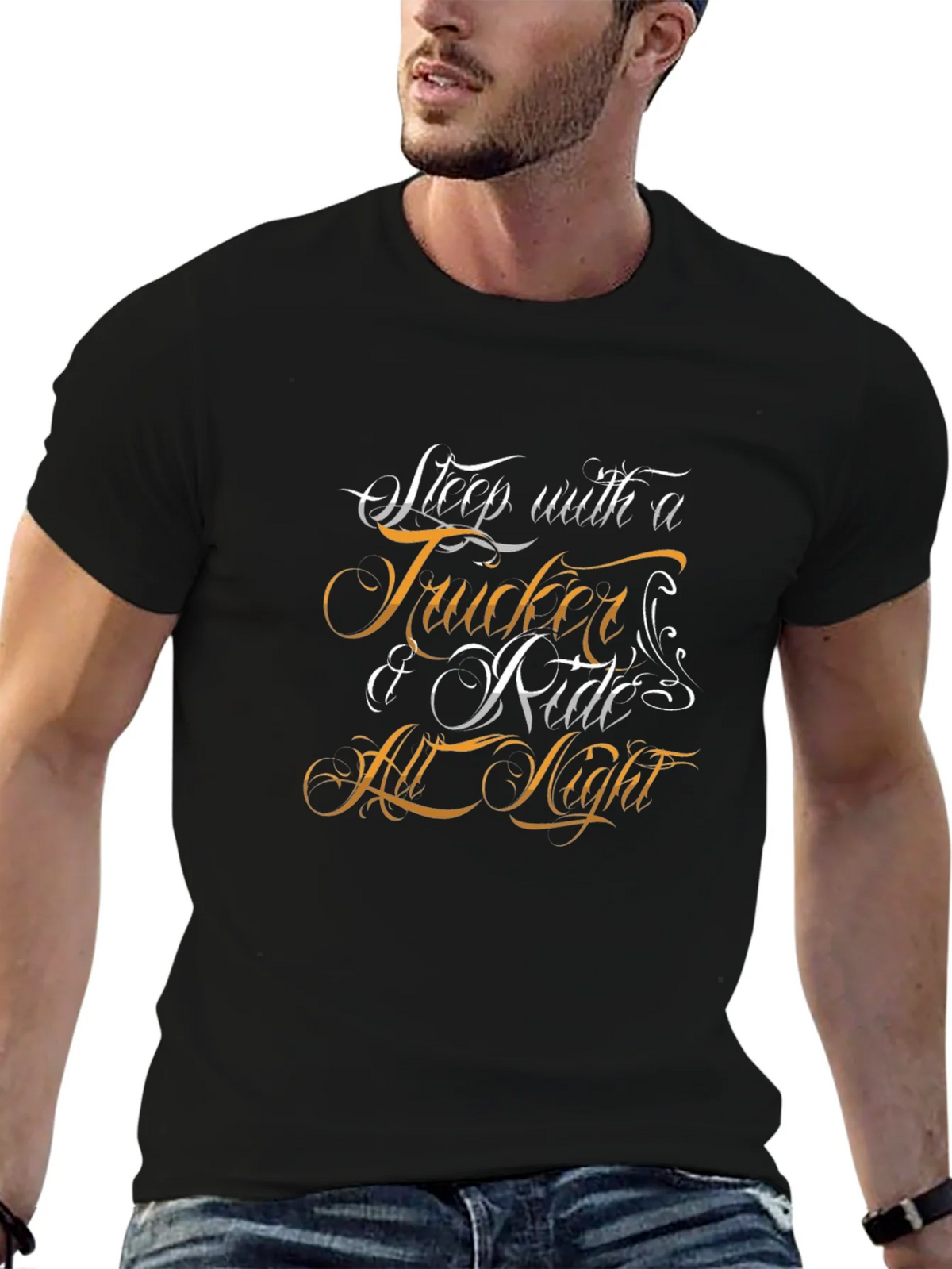 Sleep with a Trucker Graphic T-Shirt product image 5