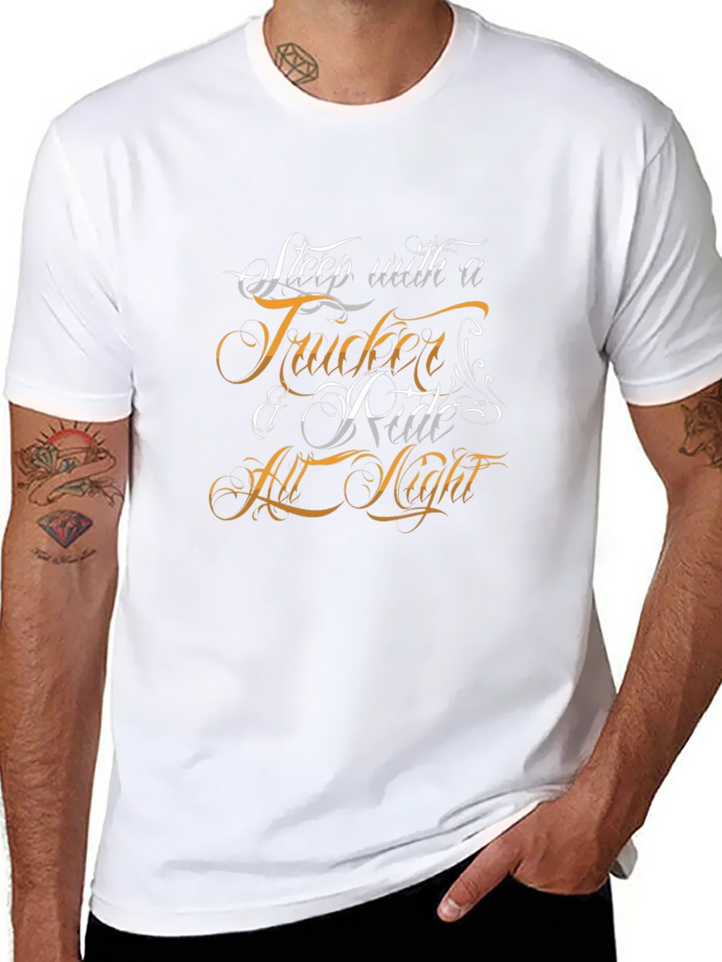 Sleep with a Trucker Graphic T-Shirt product image 6