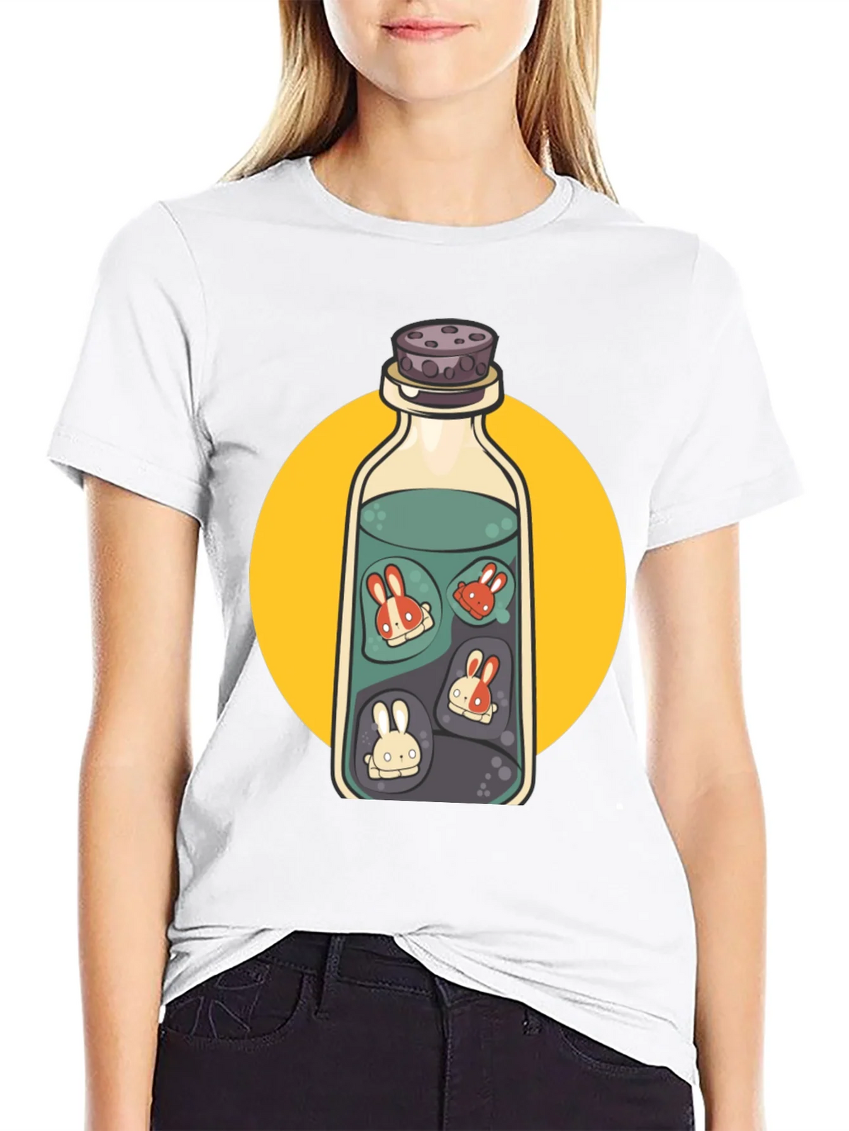 Rabbit Potion Graphic Tee - Black Cotton Blend product image 5