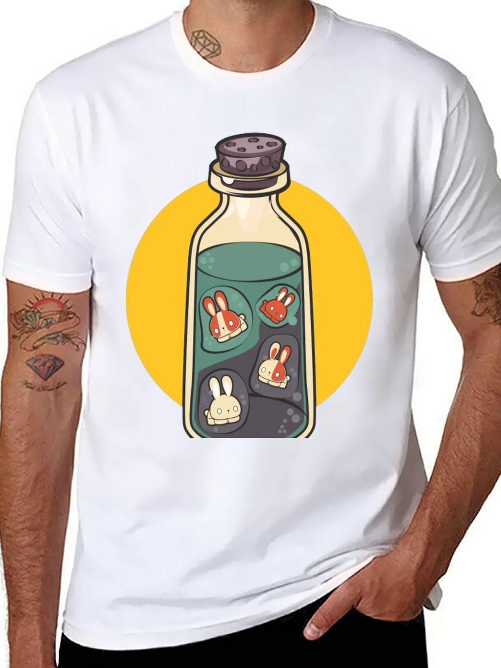 Rabbit Potion Graphic Tee - Black Cotton Blend product image 4