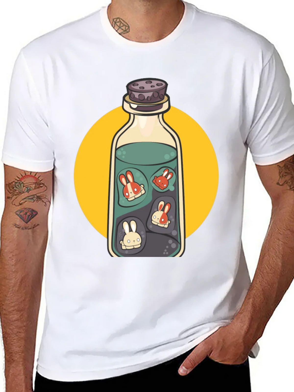 Rabbit Potion Graphic Tee - Black Cotton Blend product image 4