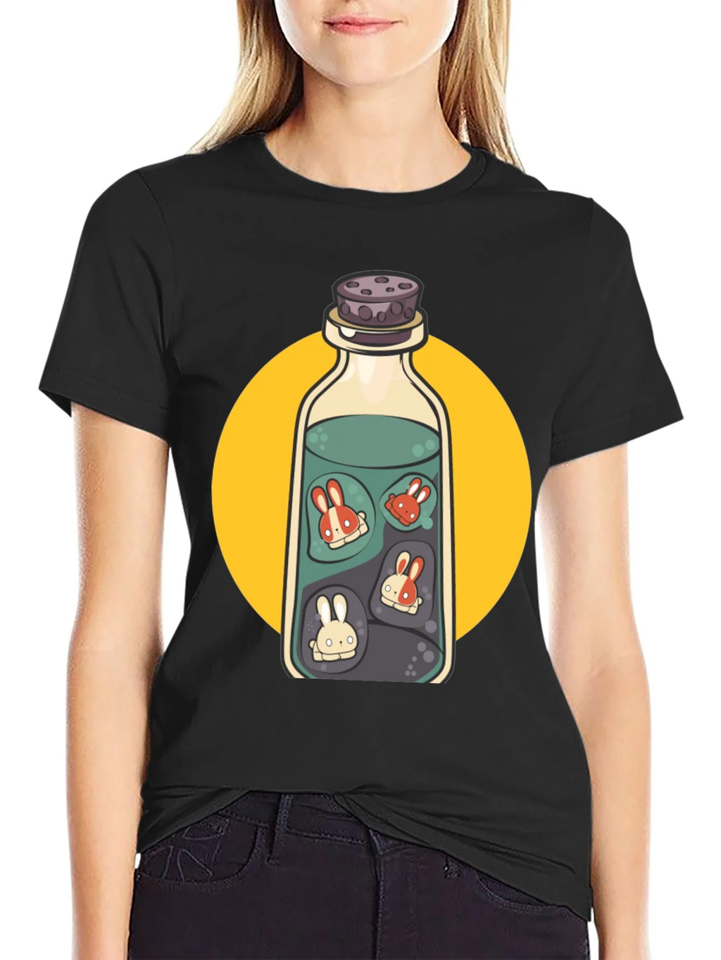 Rabbit Potion Graphic Tee - Black Cotton Blend product image 2