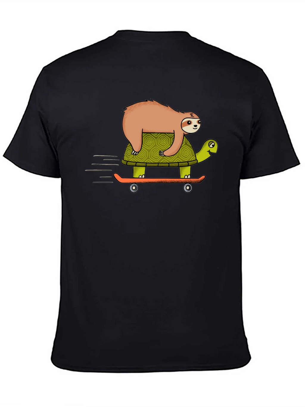 Sloth Riding Turtle Skateboard T-Shirt - Black product image 4