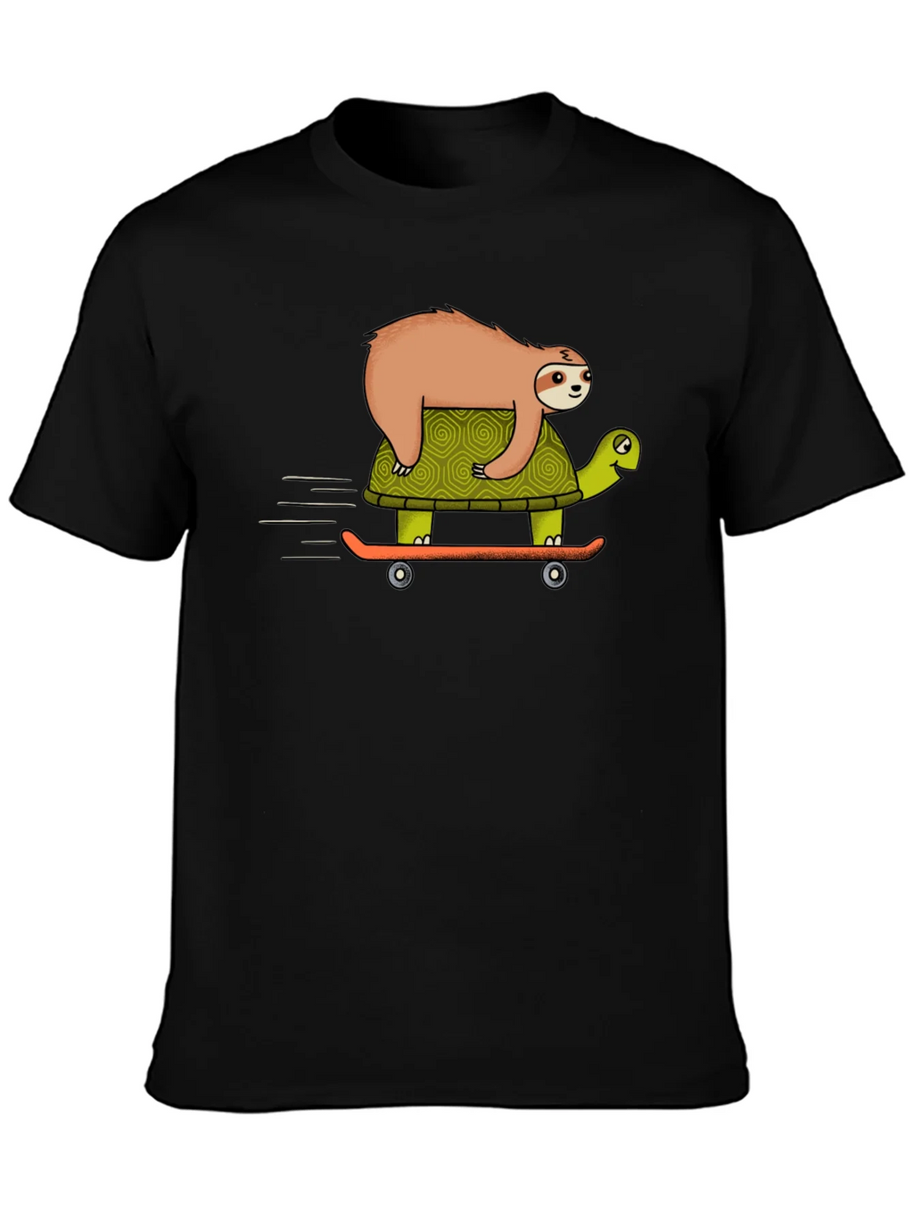 Sloth Riding Turtle Skateboard T-Shirt - Black product image 3