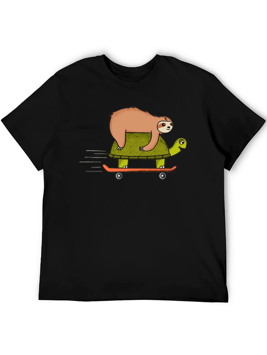 Sloth Riding Turtle Skateboard T-Shirt - Black product image 5