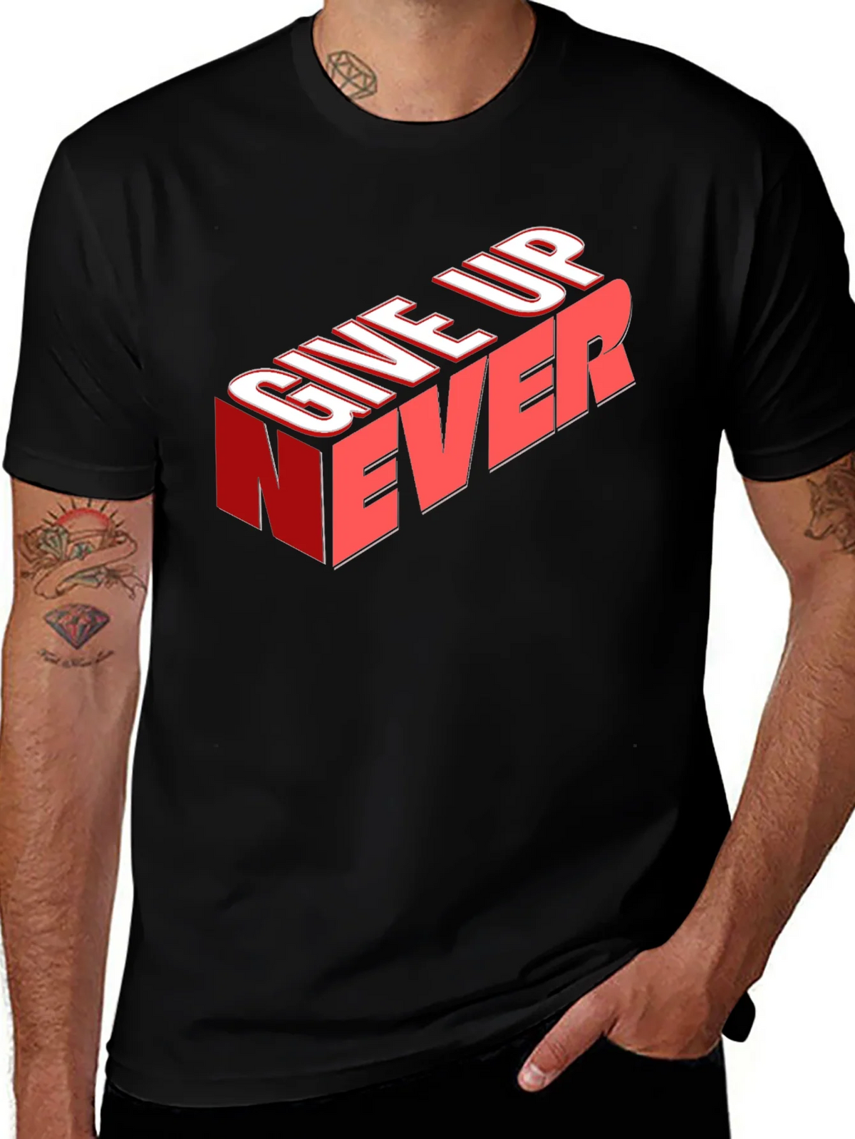 Give Up Never Graphic Tee - Motivational T-Shirt product image 1