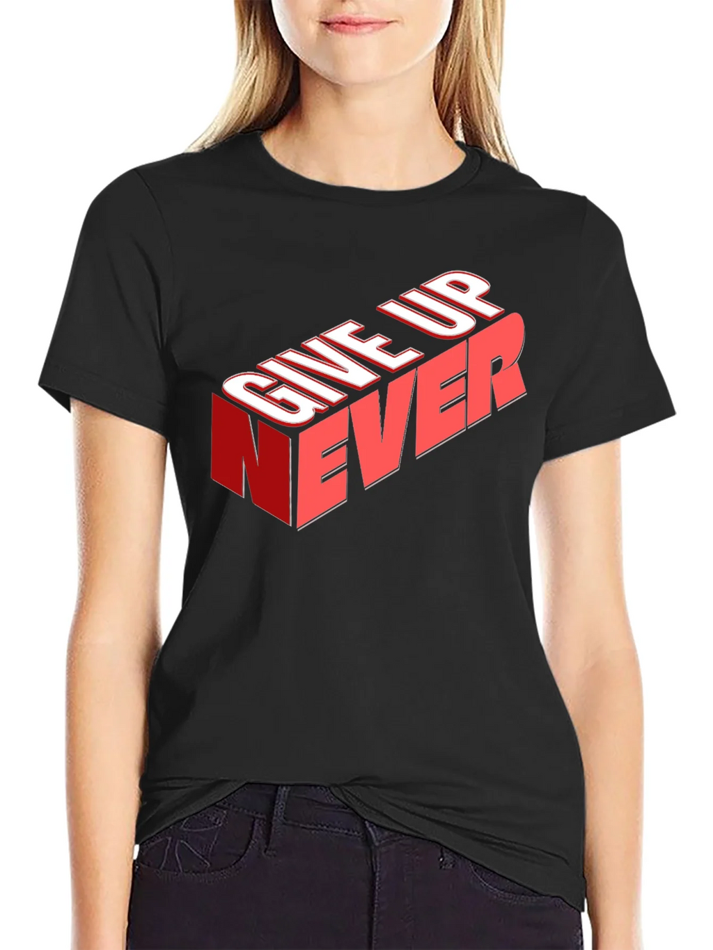 Give Up Never Graphic Tee - Motivational T-Shirt product image 2
