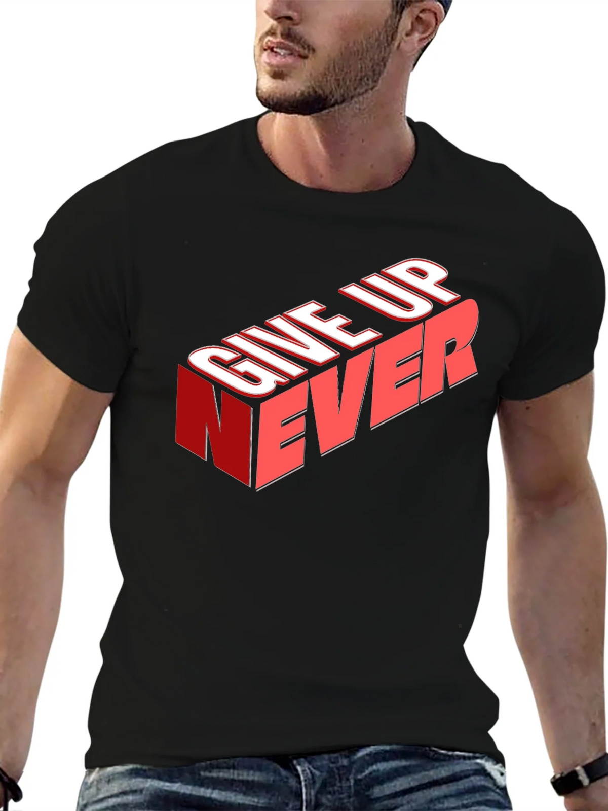 Give Up Never Graphic Tee - Motivational T-Shirt product image 6