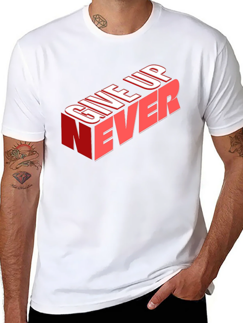 Give Up Never Graphic Tee - Motivational T-Shirt product image 7