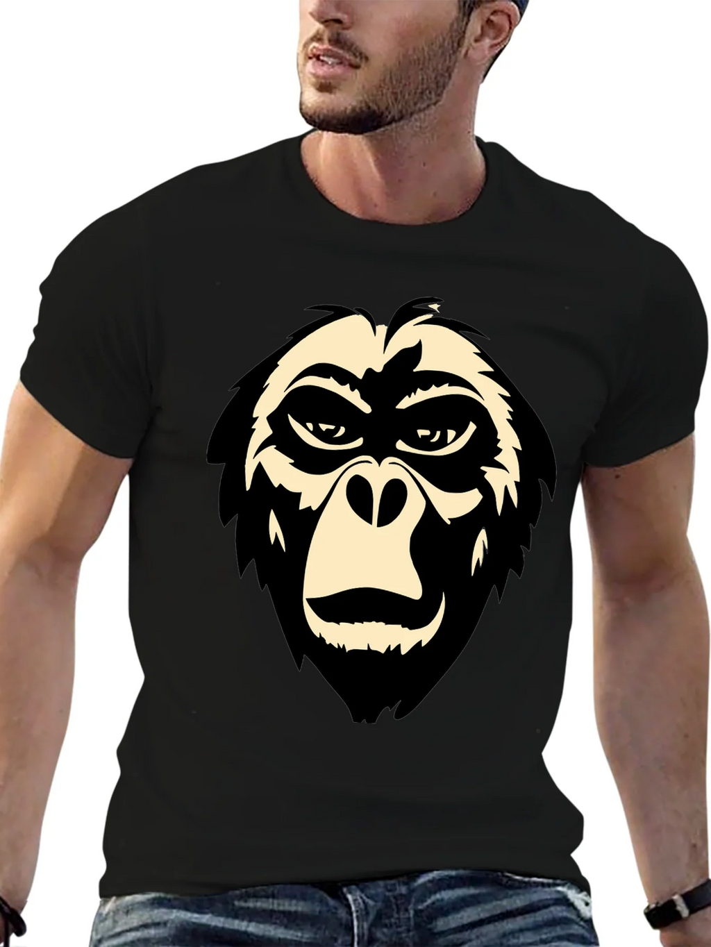 Cool Gorilla Face Graphic Tee - Black T-Shirt product image 6