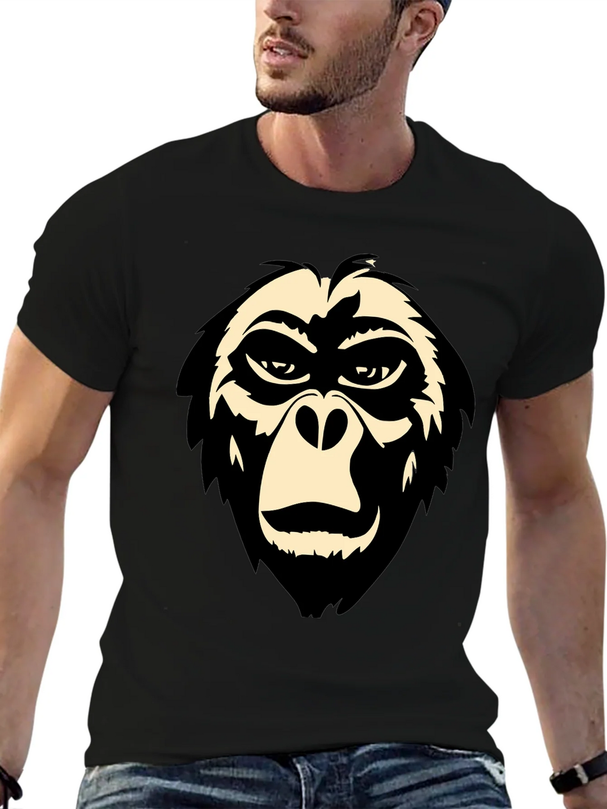 Cool Gorilla Face Graphic Tee - Black T-Shirt product image 6