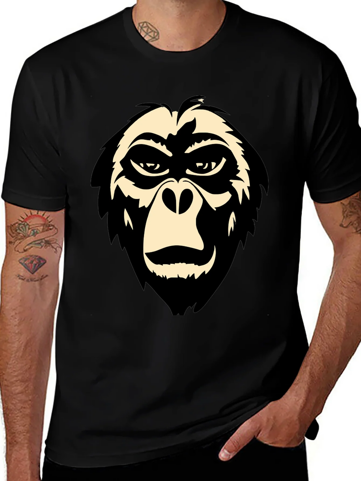 Cool Gorilla Face Graphic Tee - Black T-Shirt product image 1