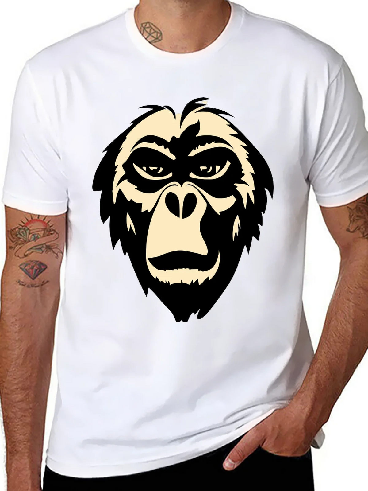 Cool Gorilla Face Graphic Tee - Black T-Shirt product image 7