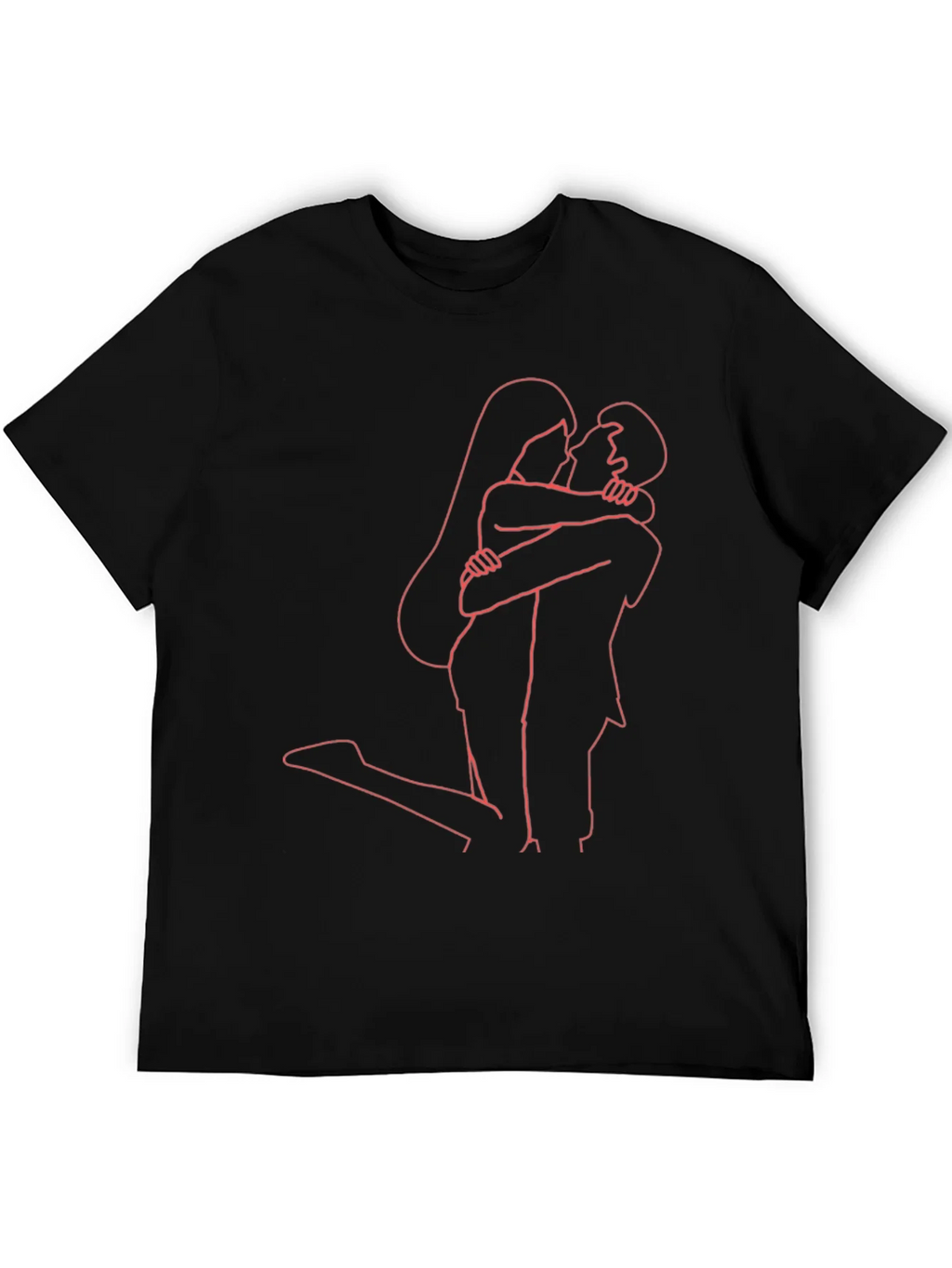 Romantic Embrace Graphic Tee - Stylish Couple Outline product image 5