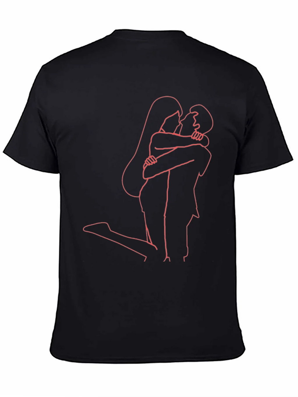 Romantic Embrace Graphic Tee - Stylish Couple Outline product image 4