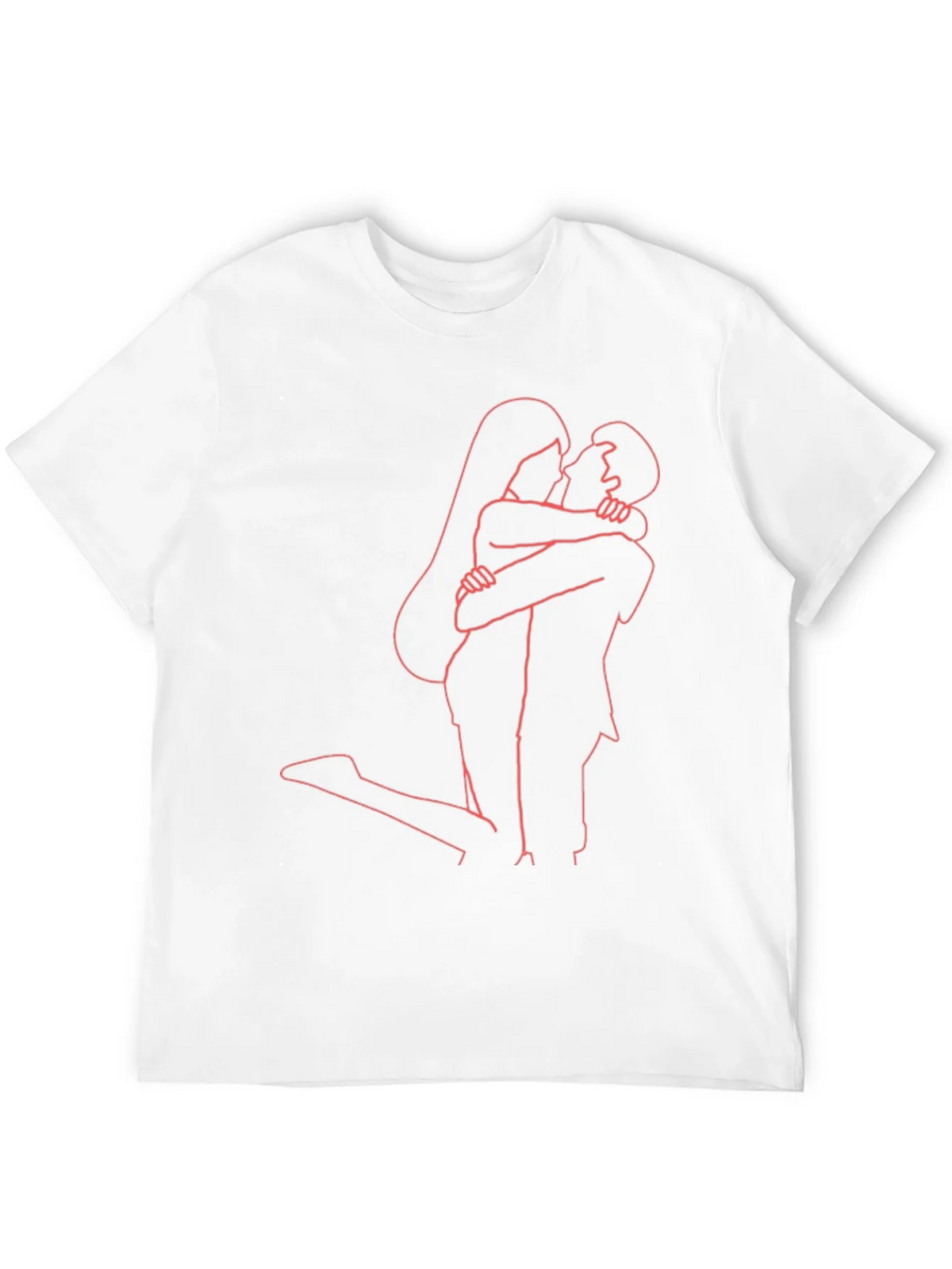 Romantic Embrace Graphic Tee - Stylish Couple Outline product image 11