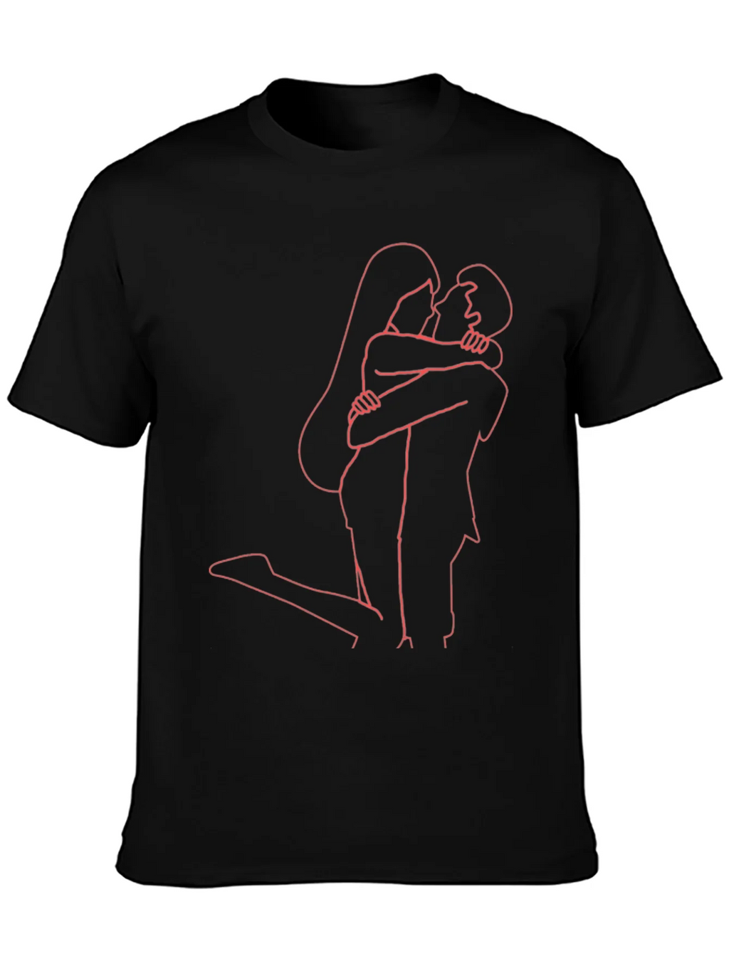 Romantic Embrace Graphic Tee - Stylish Couple Outline product image 3