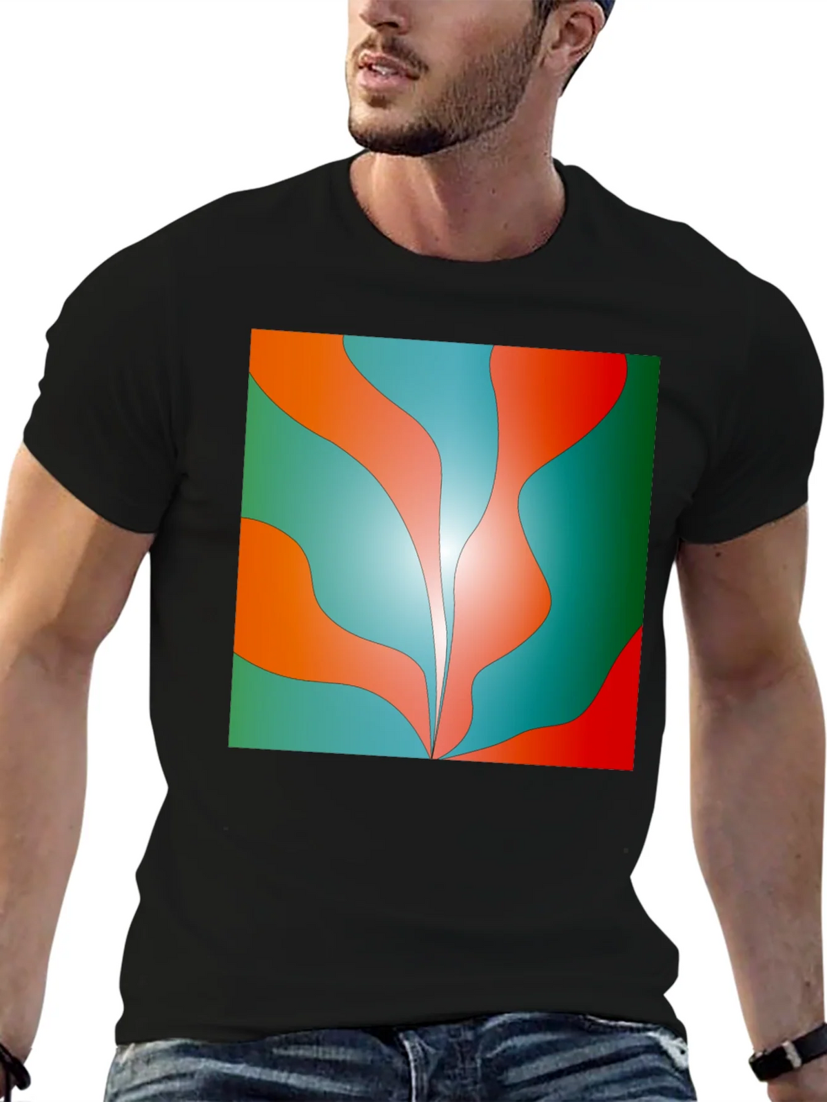 Abstract Wave Graphic Tee - Trendy Design Soft Cotton product image 6