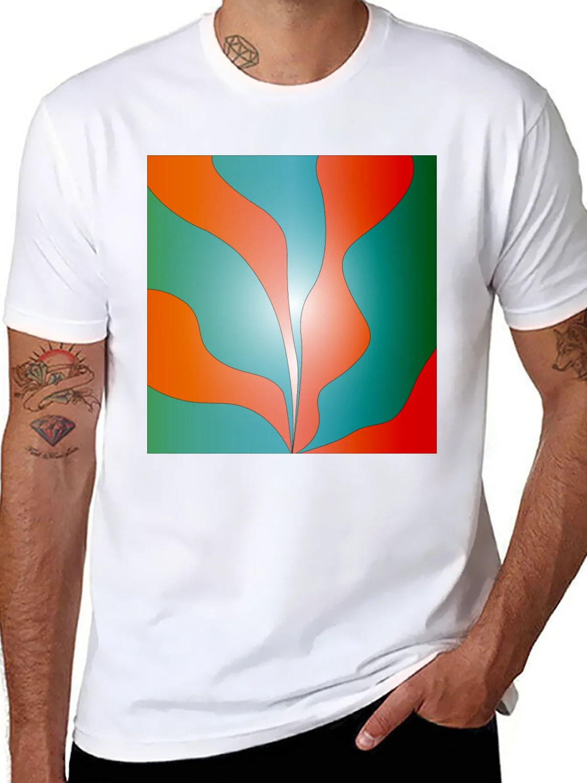 Abstract Wave Graphic Tee - Trendy Design Soft Cotton product image 7
