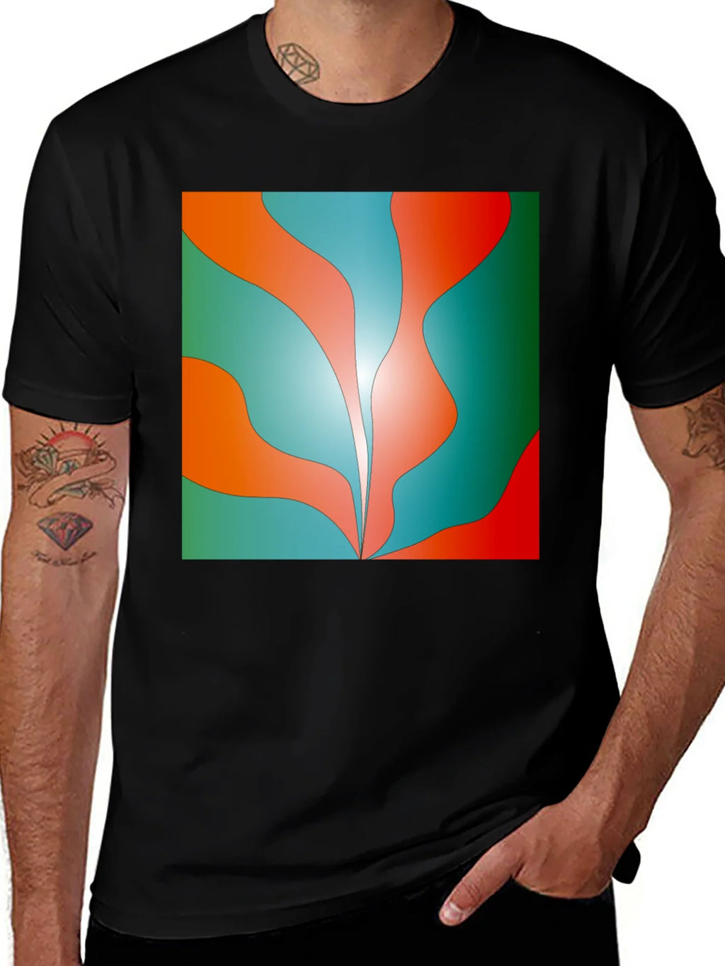 Abstract Wave Graphic Tee - Trendy Design Soft Cotton product image 1