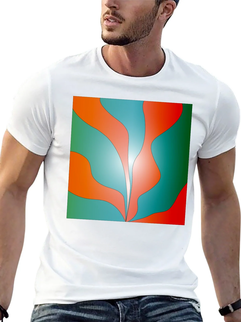 Abstract Wave Graphic Tee - Trendy Design Soft Cotton product image 12