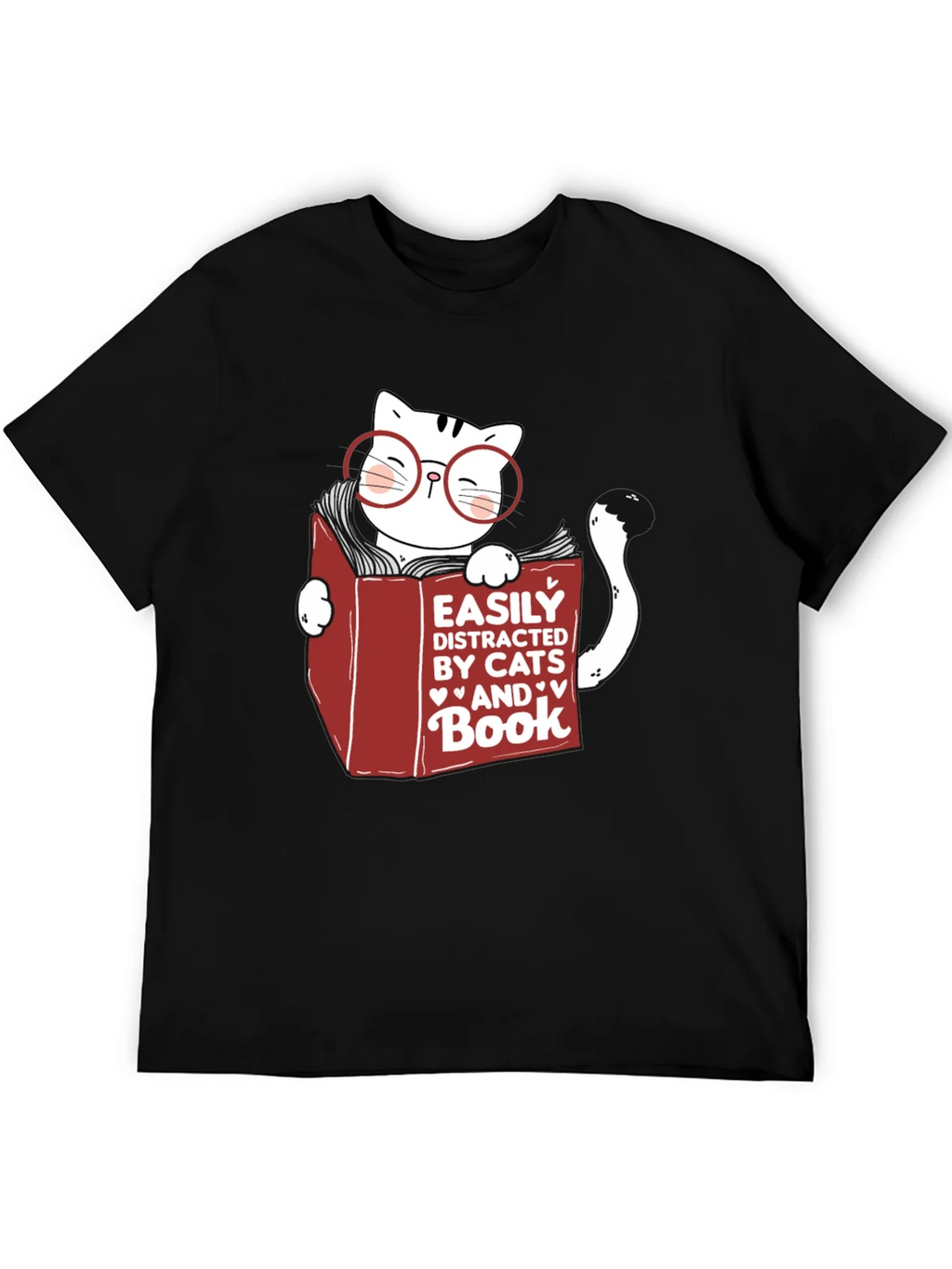 Easily Distracted by Cats and Books T-Shirt product image 5