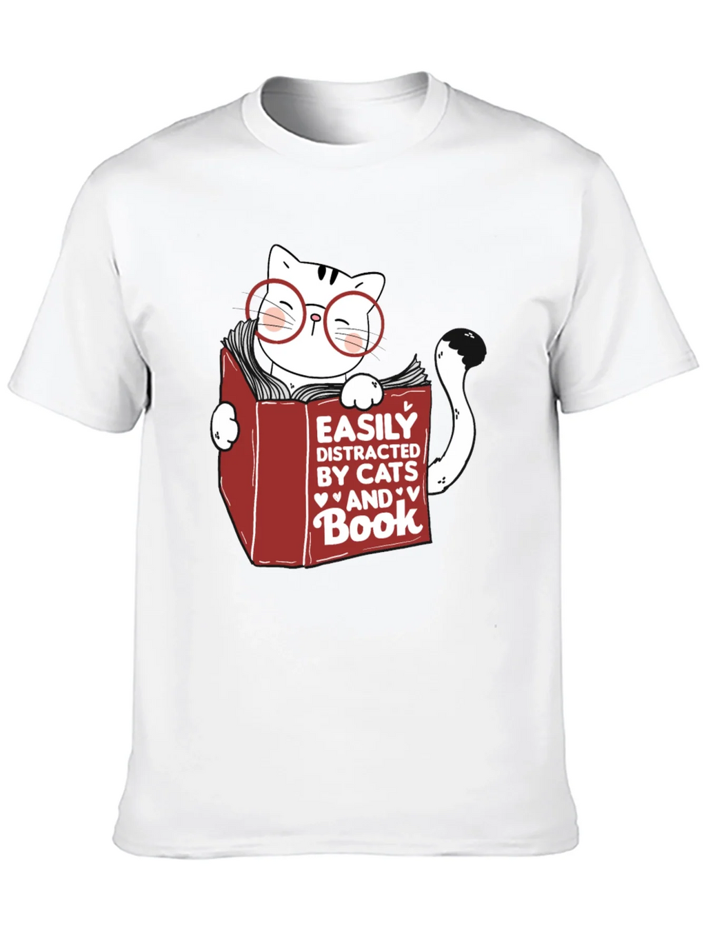 Easily Distracted by Cats and Books T-Shirt product image 9
