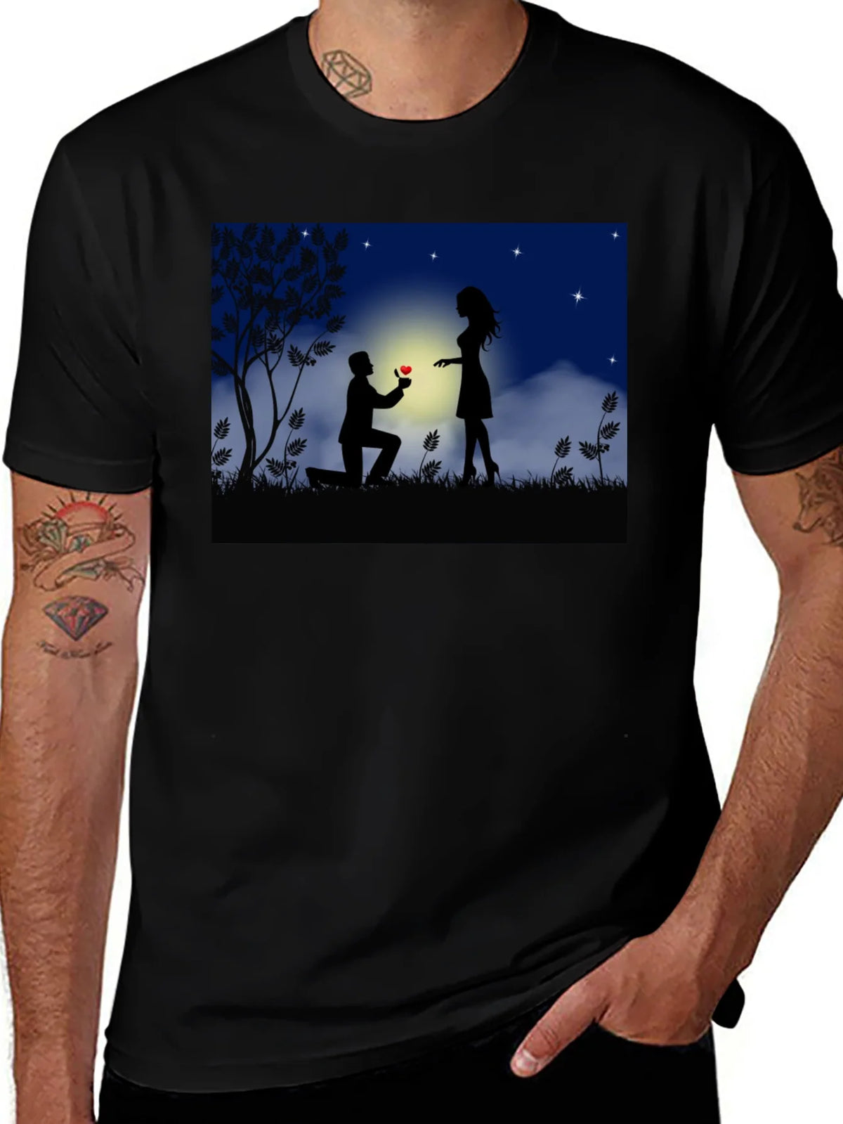 Romantic Proposal Graphic T-Shirt product image 1