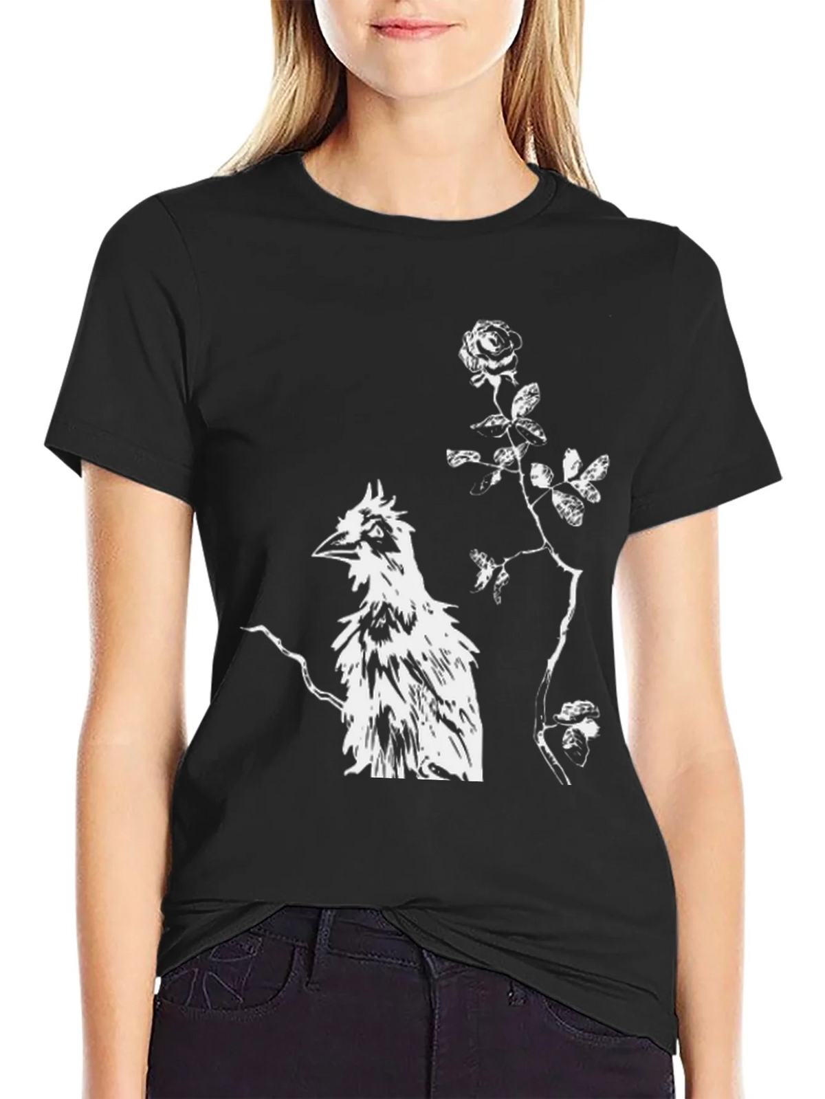 Unique Bird & Rose Graphic Tee product image 2
